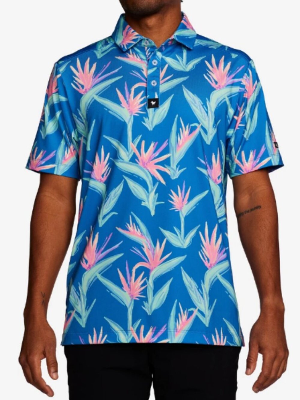 BAD BIRDIE Birds of Paradise Performance Blue Golf Polo UPF 50 XL